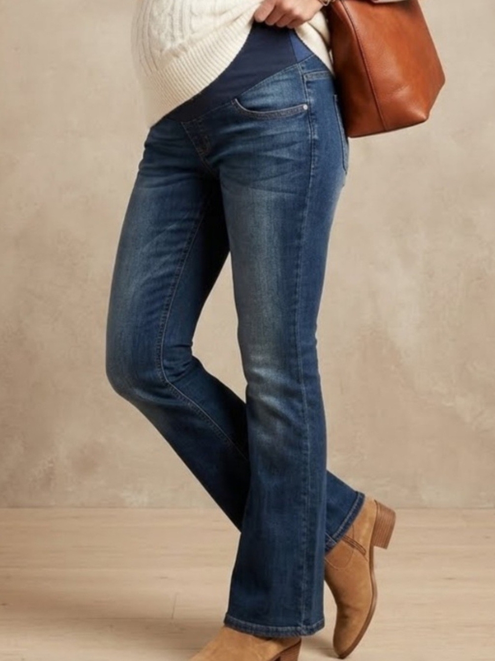 Indigo Blue Maternity Womens Size Medium Boot Cut Jeans in Dark Blue Wash